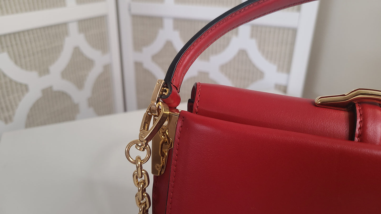 Prada City Calfskin Belle Top Handle Bag Red- Modern