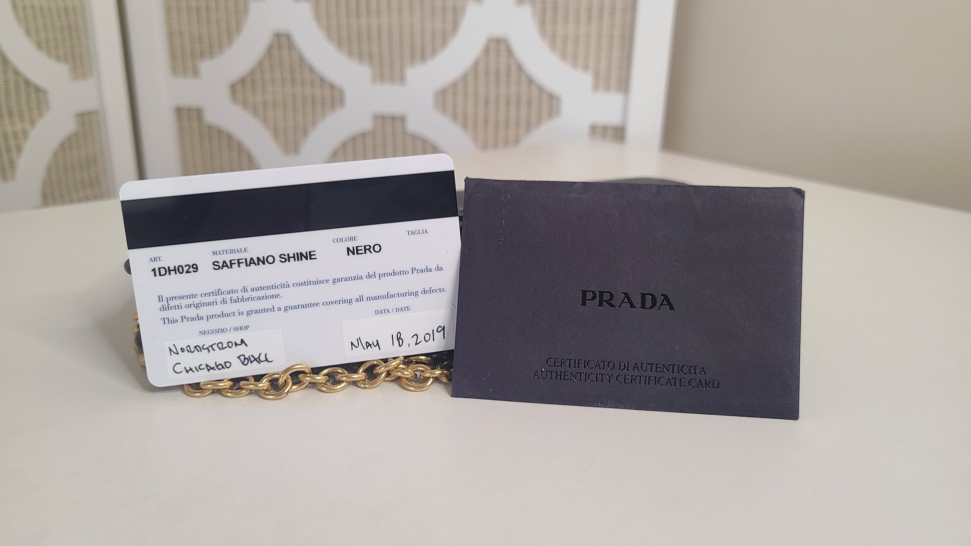 Prada - Saffiano Lux Chain Flap Crossbody Nero