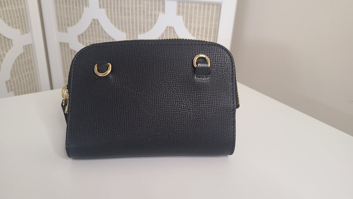 Burberry Zip-Top Black Crossbody Leather Bag- Modern