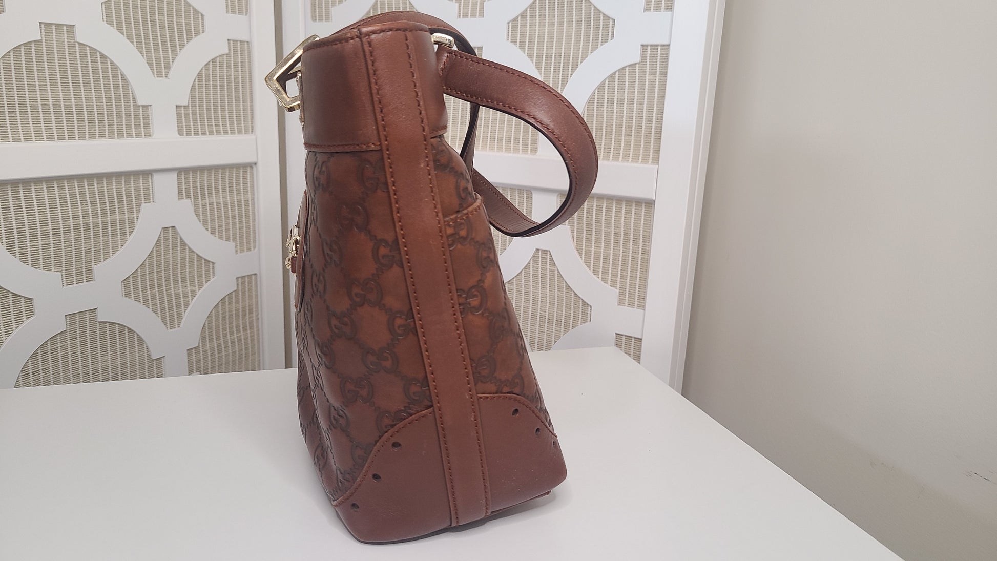 Gucci Monogram Leather Bucket Tote- Vintage – The Opulence Collective